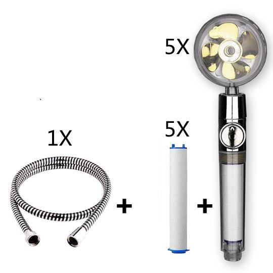 Turbocharged Shower Head – High Pressure Handheld Nozzle with Stop Button & Filter