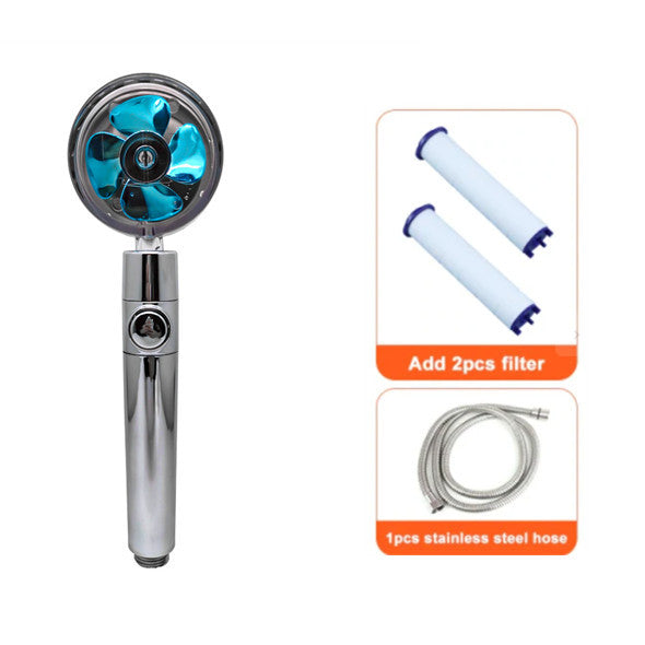 360° Rotating Shower Head – High Pressure Water-Saving Spray Nozzle with Fan