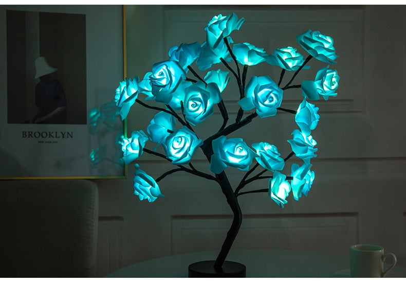 Rose Flower LED Table Lamp – USB & Battery Bonsai Night Light for Home & Bedroom Decor