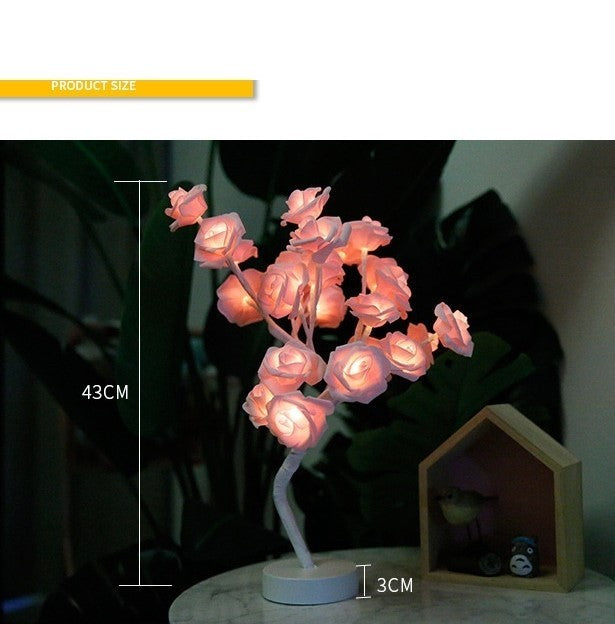 Rose Flower LED Table Lamp – USB & Battery Bonsai Night Light for Home & Bedroom Decor