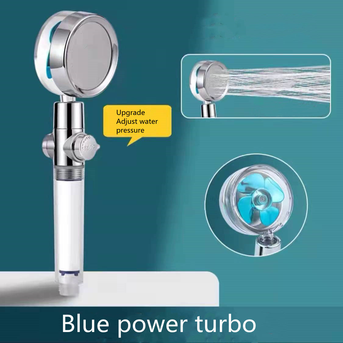 360° Rotating Shower Head – High Pressure Water-Saving Spray Nozzle with Fan
