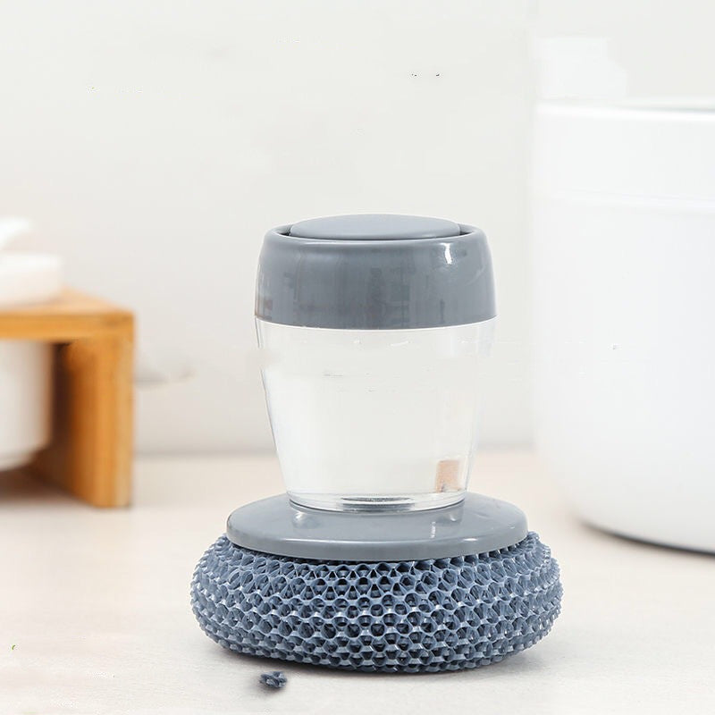Kitchen Soap Dispensing Brush – Push-Type Palm Scrubber & Detergent Tool