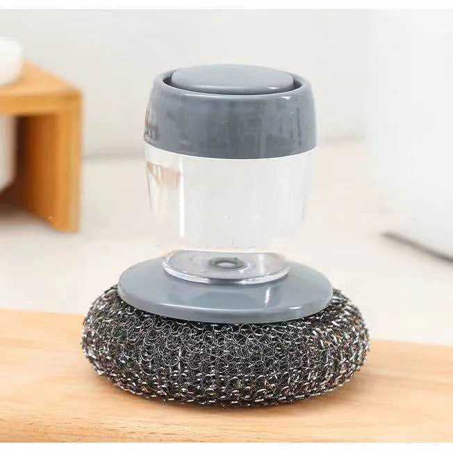 Kitchen Soap Dispensing Brush – Push-Type Palm Scrubber & Detergent Tool