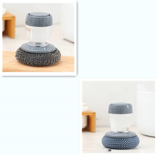 Kitchen Soap Dispensing Brush – Push-Type Palm Scrubber & Detergent Tool