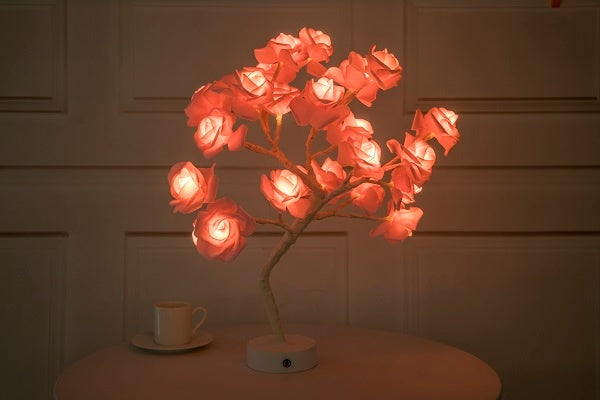 Rose Flower LED Table Lamp – USB & Battery Bonsai Night Light for Home & Bedroom Decor