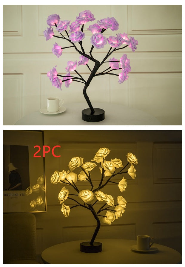 Rose Flower LED Table Lamp – USB & Battery Bonsai Night Light for Home & Bedroom Decor