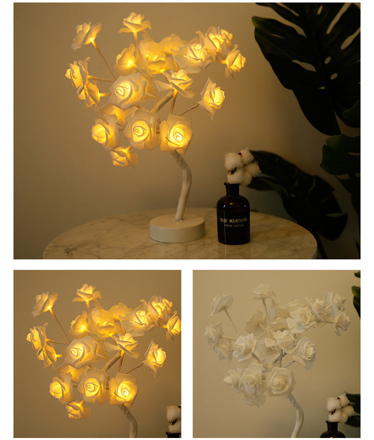 Rose Flower LED Table Lamp – USB & Battery Bonsai Night Light for Home & Bedroom Decor