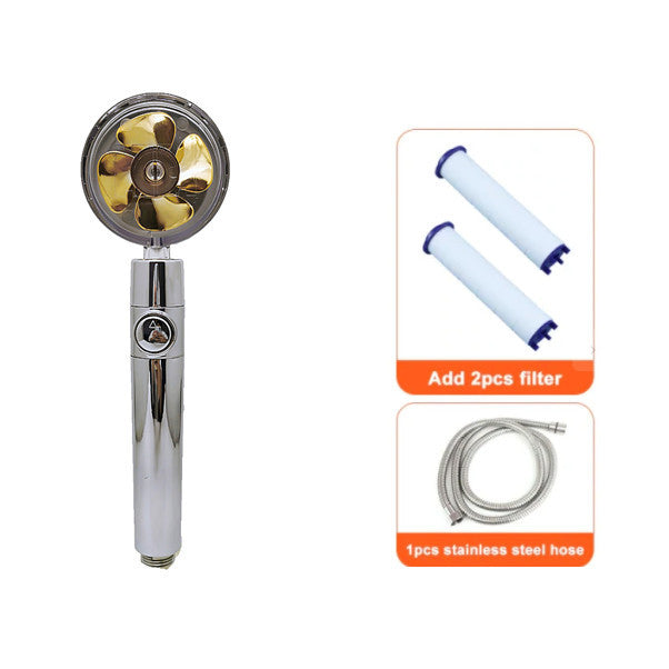 360° Rotating Shower Head – High Pressure Water-Saving Spray Nozzle with Fan