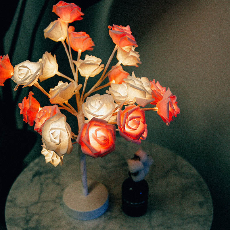 Rose Flower LED Table Lamp – USB & Battery Bonsai Night Light for Home & Bedroom Decor