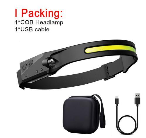 COB LED Headlamp – USB Rechargeable Induction Flashlight for Camping & Hunting