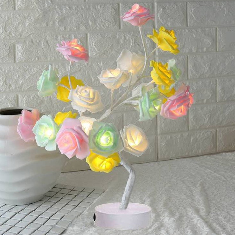 Rose Flower LED Table Lamp – USB & Battery Bonsai Night Light for Home & Bedroom Decor