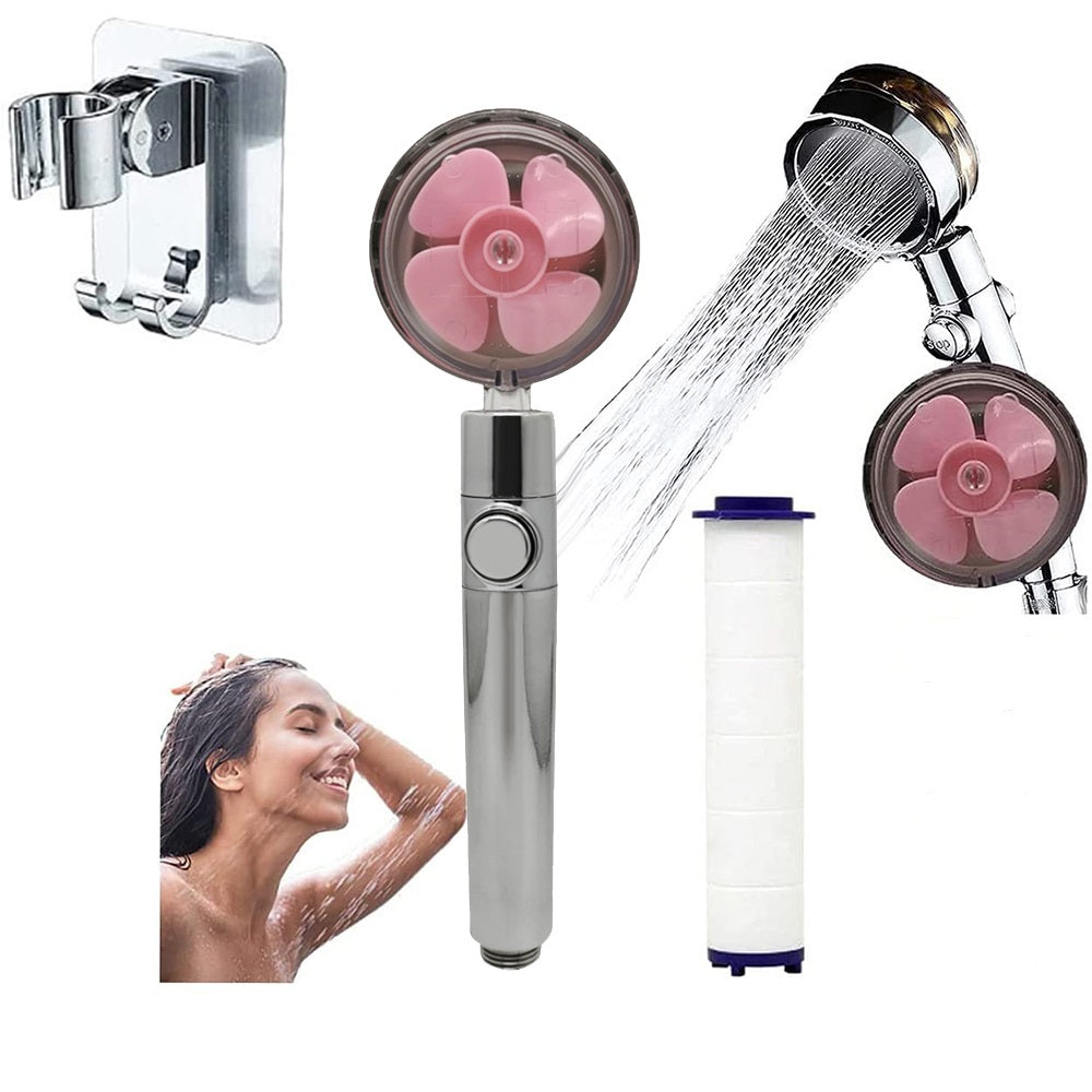 Turbocharged Shower Head – High Pressure Handheld Nozzle with Stop Button & Filter