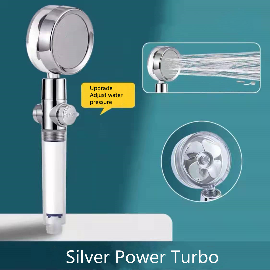 360° Rotating Shower Head – High Pressure Water-Saving Spray Nozzle with Fan