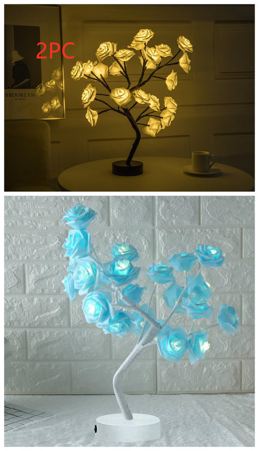 Rose Flower LED Table Lamp – USB & Battery Bonsai Night Light for Home & Bedroom Decor