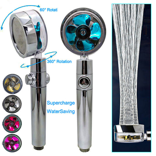360° Rotating Shower Head – High Pressure Water-Saving Spray Nozzle with Fan