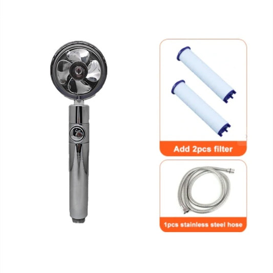 360° Rotating Shower Head – High Pressure Water-Saving Spray Nozzle with Fan